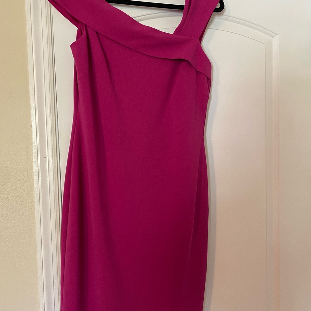 Vince Camuto One Shoulder Magenta Dress